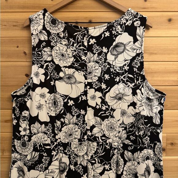 NWT Talbots Size 2X Plus Size Black White Floral Print Tank Maxi Dress - Picture 9 of 12